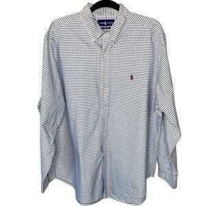 Ralph Lauren Blue Label Black & White Button Down Long Sleeve Shirt Size 17